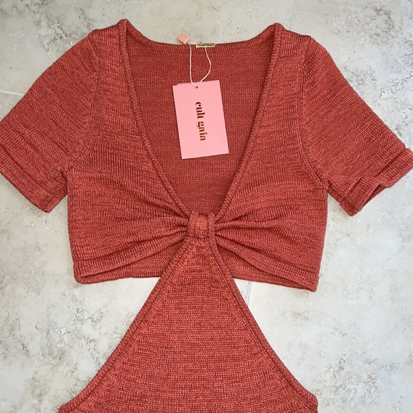 Cult Gaia Orange Billie Knit Side Cutout Short Casual Dress - Picture 15 of 16